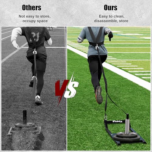 GanFindX Weight Sled, Workout Sled, Fitness Strength Training Sled for Athletic Exercise and Speed Improvement, Suitable for 1" and 2" Weight Plates - color: Black