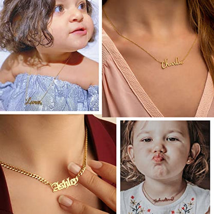 Custom Name Necklace, 18K Gold Plated Nameplate Personalized Jewelry Gift for Women - color: Style-01