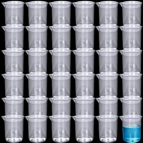 36 Pcs Plastic Measuring Cups Clear Graduated 100 ML/3.4 OZ Measuring Cups Mixing Beaker for Resin DIY Classroom Experiment Laboratory
