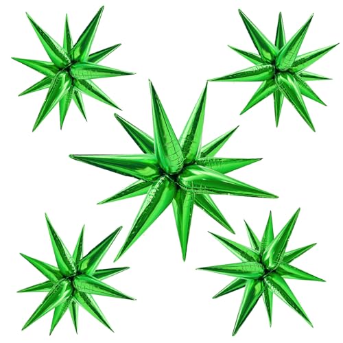 60Pcs Green Star Balloons Foil Cone Balloons Green Party Decorations for St Patricks Day, Dinosaur Birthday, Jungle Theme, Football Party, Graduation, Mardi Gras, Cinco de Mayo, Christmas, Kwanzaa - color: Green