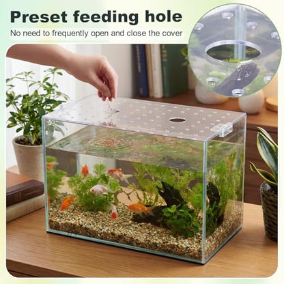 Sieral Clear Aquarium Polycarbonate Canopy Set with 30 Cover Clips 28.61 x 10.98 x 0.12 Inches for 20/29/37 Gallon Without Center Brace Aquariums Cover Anti-Jump Net Canopy