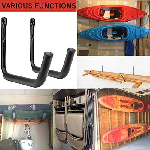 Kayak Storage Rack, Heavy Duty Wall Mount Kayak Hanger for Secure Storage, Garage Hooks for Kayaks, SUP Paddle Boards, Canoes, Surfboards - size: 10.5" x 15", Pack of 6