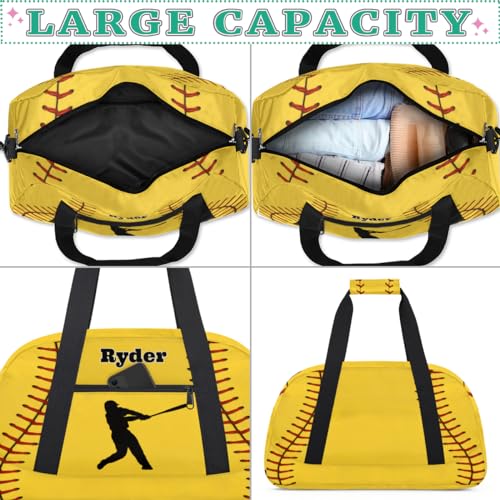 Personalized Sports Training Bag for Boys, Yellow Baseball | Personalized Named Practice Travel Overnight Training Bag - color: Color 27