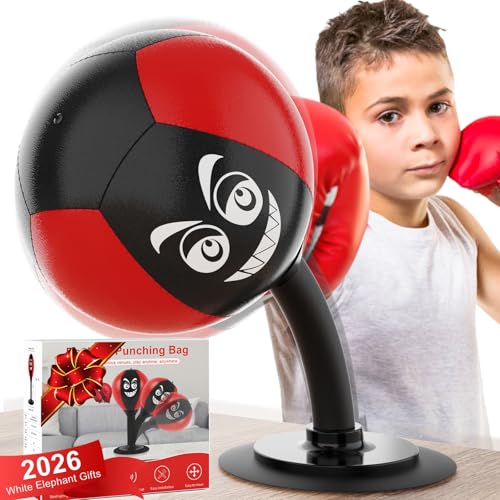 Desktop Punching Bag with Suction Cup - Punch Away Stress, Heavy Duty Office Desk Stress Ball for Adults & Kids, Fun Boxing Toy for Coworkers, Friends - color: Red