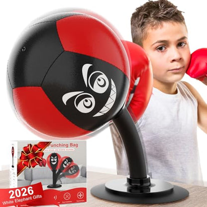 Desktop Punching Bag with Suction Cup - Punch Away Stress, Heavy Duty Office Desk Stress Ball for Adults & Kids, Fun Boxing Toy for Coworkers, Friends - color: Red