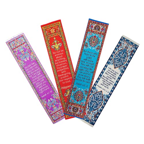 Do Not Be Afraid, Themed Assortment of 4 Woven Fabric Bible Verse Bookmarks, Silky Soft & Flexible Religious Bookmarkers for Novels Books & Bibles, Woven Design, Memory Verse Gift - color: Do Not Be Afraid