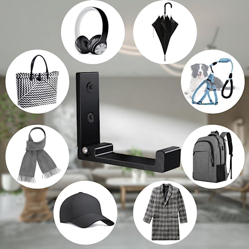 OHIYO Folding Coat Hooks 4pcs Foldable Hook Wall Mounted for Hanging Coat, Jacket, Towel Heavy Duty Wall Hooks Aluminum Alloy Fold up Hooks Headphones Holder Bearing Load 33lb (Black) - color: Black-4 Pack