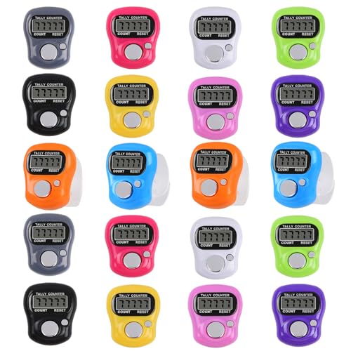 Tally Counter Electronic Finger Counter Digtal Clicker Counter 20pc | 10 Colors 5 Digit LCD Counting For Knitting /Golf /Coaching /Goods Counting/Lap Etc