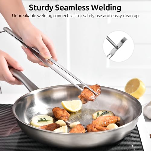 U-Taste Kitchen Cooking Tweezers 18/8 Stainless Steel, 8+10+12"/Pointed Tip | Food-Grade Metal Food Tongs Set, Seamless-Welding, Long Professional Chef Tweezer for Plating Serving Grilling Frying Feeding - size: 8in+10in+12in (pointed tip)