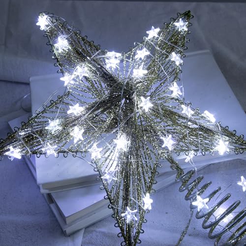 6Packs 6.6ft 20LEDs Star Fairy Lights Battery Operated,Silver Wire - color: Silver Wire, size: 120 Leds