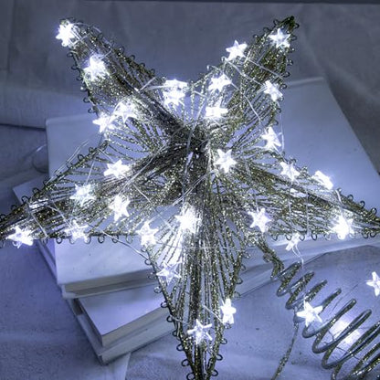6Packs 6.6ft 20LEDs Star Fairy Lights Battery Operated,Silver Wire - color: Silver Wire, size: 120 Leds