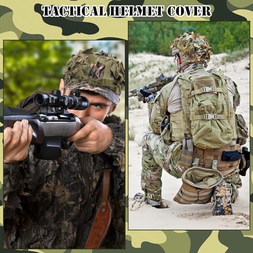 4 Pcs Helmet Cover Tactical Scrim Airsoft Leaf Cover Camo Military Gear Combat Fast Tactical Accessories Military Paintball Hunting Shooting Gear, Helmet Not Included