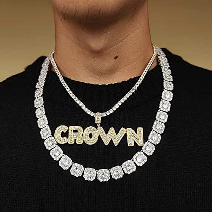 HIPBLING Custom Chain Iced Out Name Pendant Letter Necklace Personalized Diamond Jewelry with 24inch Rope Chain Rose Gold Silver Hip Hop Necklace Gift for Women Men - color: Gold, size: 2 letters