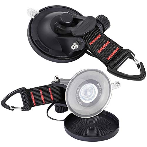 CONBOLA Suction Cups Hooks Heavy Duty Camper Accessories Car Camping Essentials Tie Down 2 Pieces Suction Cup with Securing Hook Strong Power for Car Awning Boat SUV Tent Window Glass.(2 pcs) - color: Classic red line, size: Black-2 Pieces