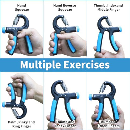 Grip Strength Trainer, Hand Gripper Strengthener with Adjustable Resistance 11-132 Lbs (5-60kg), Forearm Strengthener with Non-Slip Gripper for Muscle Building and Injury Recover (Blue)