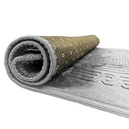 Empire Home Islamic Prayer Rug Oversized Soft Thick Plush Musalla Mat - for Men Women Childred - سجادة صلاة (Gray) - color: Grey