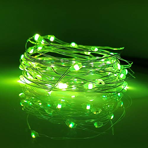 [10-Pack] LED String Lights, 6.6FT LED Moon Lights 20 Led Micro Lights On Silver Copper Wire (Batteries Include) for DIY Wedding Centerpiece, Table Decoration, Party (Green) - color: Green