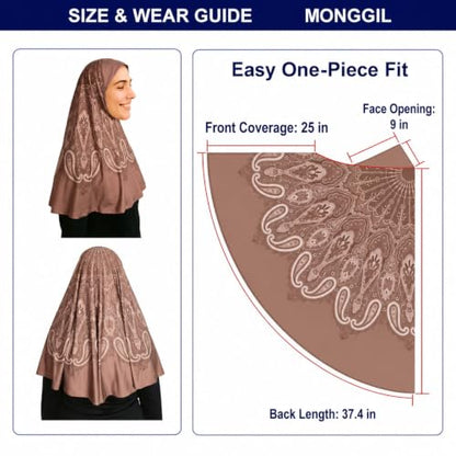 Hijab Scarf for Women, Printed Jersey Instant Slip-On Ready to Wear - color: Mg-hhj-702
