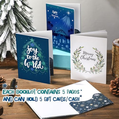 AmazingSpark 4 Set Christmas Gift Card Booklet Cardboard Nativity Scene Christmas Card for Gift Religious Xmas Money Holder Envelope for Cash Xmas Surprise Money Booklet for Adult Employee - style: Modern