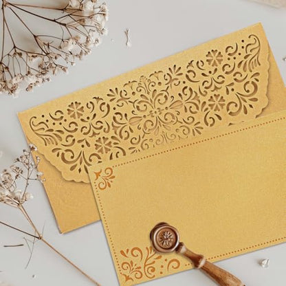 WorldBazaar 24PCS Gold Glitter Money Envelopes for Cash - size: 6.8 inches by 3.3 inches