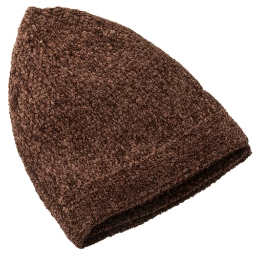 Modefa Islamic Prayer Kufi Hats for Men Chenille Knitted Stretchable Muslim Cap One-Size Fit - color: Pecan Brown