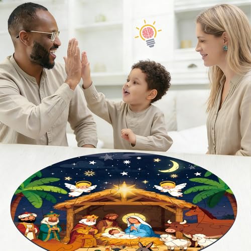 Sitodier Nativity Scene Puzzles for Kids Age 3-5 and 4-6, 48pcs Nativity Large Floor Jigsaw Puzzle Educational Toys Easter Birthday Gift for Toddlers Boys Girls Ages 3 4 5 6 Years Old - style: 48pcs Nativity Scene Floor Puzzles for Kids