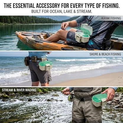 Insulated Fishing Bait Box - Live Bait Cooler for Worms & Nightcrawlers - Waist Mounted Tackle Storage with Adjustable Belt - Portable Bait Bucket for Kayak, Shore & Saltwater Fishing