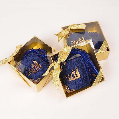 BABY SHOWER CHOCOLATE Set of 10 Islam Quran Tasbeeh Islamic Set | Holy Quran Prayer Beads Gift Box Favor (Dark Blue) - color: Dark Blue