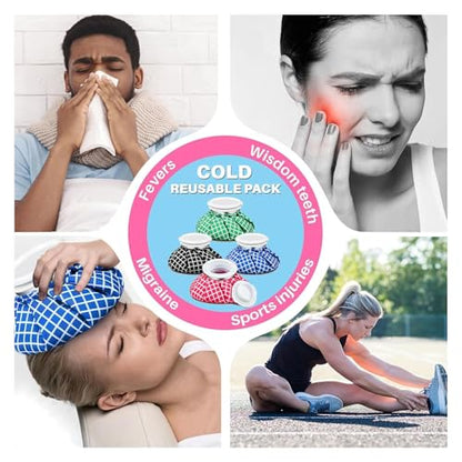 Honoson 4 Pack Reusable Ice Pack for Injuries, Ice Bags Hot Water Bag for Hot & Cold Pain Relief No-Leak Elastic Breathable for Muscle, Joint Pain Swelling, Sports & Home Use(Cute Style) - style: Cute Style