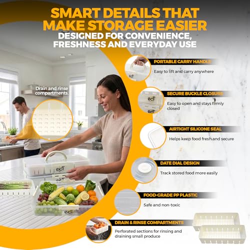 Stackable Snackle Box Container 2 Pack, 14 Compartments with 2 Drain Compartments, BPA-Free Snack Organizer with Lids & Handles for Family Snacks, Dishwasher & Microwave Safe (White 2 Pack) - color: White