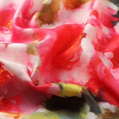 100% Mulberry Silk Scarf-Printed or Solid Color 35” Square Large Silk Hair Head Wrap Scarf With Gift Box Package - color: D Pattern: Blooming Red Flower