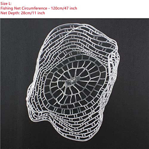 Transparent Rubber Fishing Net, Fly Fishing Landing Net Replacement Netting for Freshwater Saltwater Fishing, Soft Rubber Mesh Safe Catch and Release Fish - size: l - 47 inch