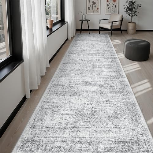 Soalmost Washable Hallway Runner Rug 3x10 Kitchen Entry Rugs Non-Slip, Grey - color: Grey, size: 3' x 10' (Runner)
