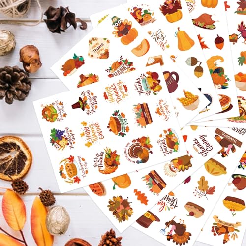 480PCS Happy Thanksgiving Stickers, Thanksgiving Turkey Pumpkin, Fall Decor - style: Thanksgiving