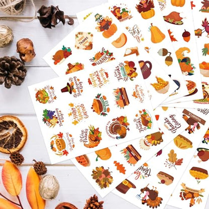 480PCS Happy Thanksgiving Stickers, Thanksgiving Turkey Pumpkin, Fall Decor - style: Thanksgiving