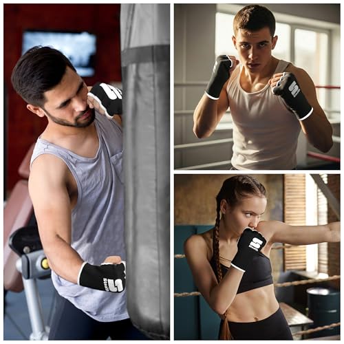 Stealth Sports Boxing Hand Wraps Inner Gloves – Premium Boxing Inner Gloves – Half Finger Boxing Punching Mitts – Elasticated Wrap Boxing Mitts for Kickboxing, Muay Thai, MMA - size: Small-Medium