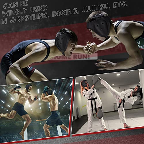 Jerify 2 Pcs Wrestling Headgear for Kids Youth Soft Grappling Headgear Wrestling Adjustable Ear Guard Protective(Black) - color: Black