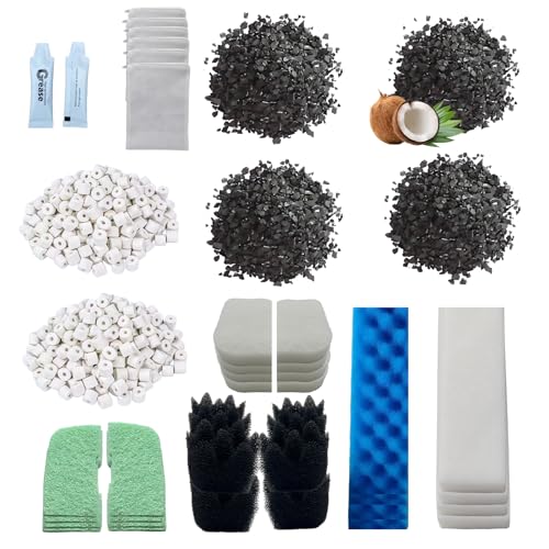 42 Pack Replacement Filter Media Kit for Fluval 306/307, 2 Full Sets | High Porosity Bio Foam, Ceramic Rings, Activated Carbon & Polishing Pads, Clear Tank Water, Reduced Algae & Yellow Buildup