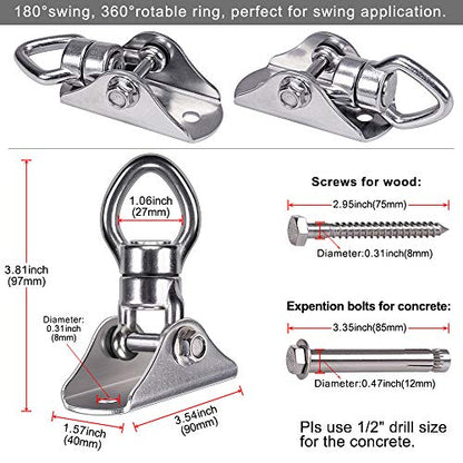 SELEWARE Heavy Duty Swing Swivel Hook, 360° Rotation Bearing Hanger | Quiet Smooth Rotation, Supports Up to 1200LB, Durable Hook Design for Swings, Hammocks, Yoga and Punching Bags - color: Swivel With Hanger