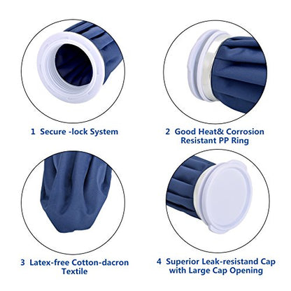 elitehood Ice Cold Pack Reusable Ice Bags Hot Water Bag for Injuries, Hot & Cold Therapy and Pain Relief with Elastic Breathable Support Wrap, 4-Pack, 3 Sizes (6"/9"/11"), (for Hot Therapy is 50-60℃)