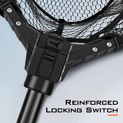 KastKing Brutus Fishing Landing Net with Extendable Handle | UP to 31in/45in/75in, Silicone & PVC Mesh, Lightweight Aluminum Frame, Non-Slip EVA Handle, Holds up to 44lbs - size: 45" Total Length(not extendable), style: Pvc Net