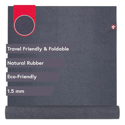 Manduka eKO SuperLite Yoga Mat - 1.5mm Natural Rubber | Foldable & Travel Friendly | Soft Textured Surface | Eco-friendly - color: Charcoal