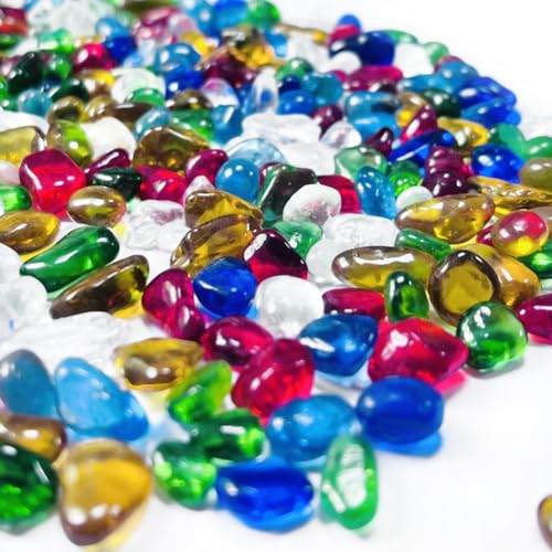0.88LB Colorful Fish Tank Gravel Aquarium Glass Stones Sea Glass Pebbles Aquarium Gravel Rocks Fish Tank Rocks, Beads Pebbles Rock Sand Glass Gems Stones for Vase Filler Fish Turtle Tank Decoration - color: Colorful