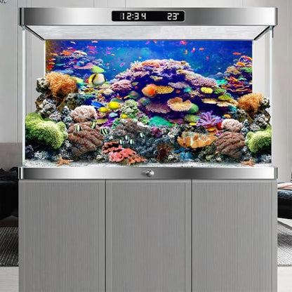 24X12 Inch Underwater World Aquarium Backdrop - Vibrant Coral Reef Tropical Fish Tank Background Vinyl Ocean Theme Decor - size: 24X12in
