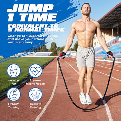 Ayombo Jump Rope, Weighted Jump Rope for Fitness, Boxing Equipment Jump Ropes for Men Women, Battle Skipping Ropes for Exercise, Suitable for Boxing, Cardio, Training Muscle Speed Home Gym Workout Equipment - style: 3LB