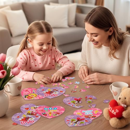 Haooryx Heart Shape Jigsaaw Puzzle, 12 Pcs Jesus Love You Heart Puzzles | Religious Jigsaw Challenging Family Puzzles Home Decor Birthday Summer Party Gift Interlock Perfectly Men Women Church Event - style: Valentine's Day Heart