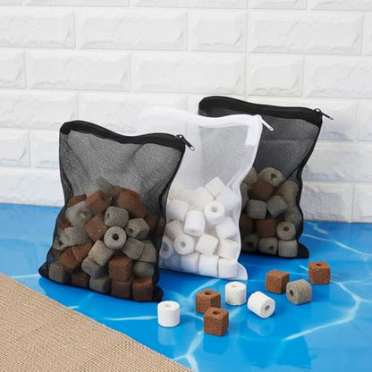 10 Pcs Media Bags for Aquarium with Zipper, 7.8 X 5.9 Inch Fish Tank Fine Mesh Bag for Fish Tank Activated Carbon, Ceramic Rings