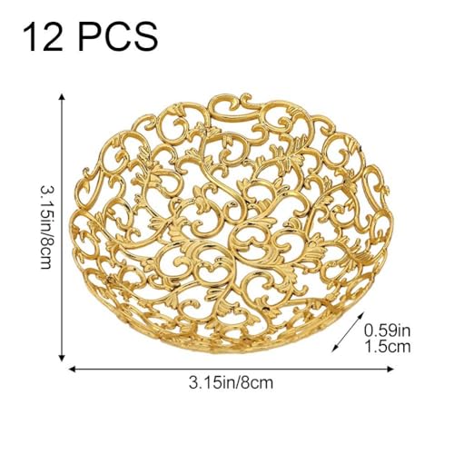 12 Pcs Gold Ramadan Tray Eid Mubarak Tray Ramadan Plate Reusable Snack Serving Plate for Ramadan Festival Desktop Decoration