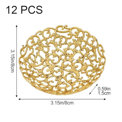 12 Pcs Gold Ramadan Tray Eid Mubarak Tray Ramadan Plate Reusable Snack Serving Plate for Ramadan Festival Desktop Decoration