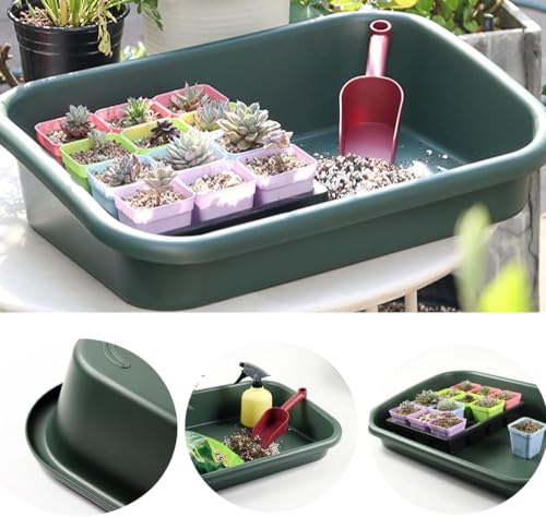 Garden Tidy Tray, Multifunctional One Piece Potting Tray for Seeding, Mixing, Growing and Storage, Succulent and Cactus Soil Potting Mix 23"x16.4"x4.3" (Black) - color: Black